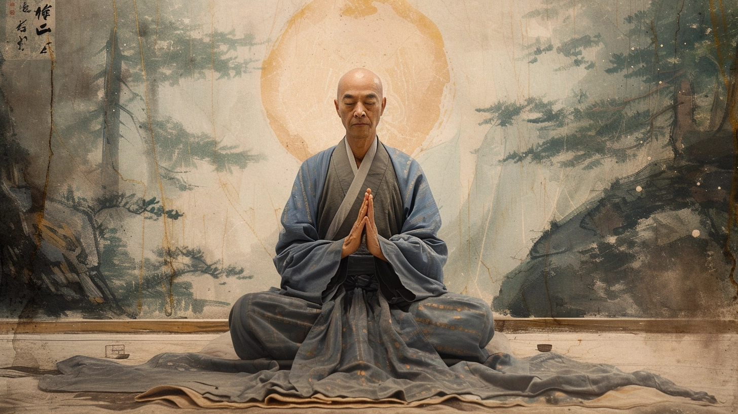 seorang pria melakukan meditasi