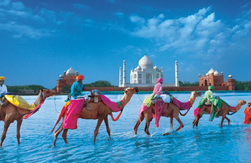 India's Taj Mahal in Agra, a symbol of love and architectural marvel.
